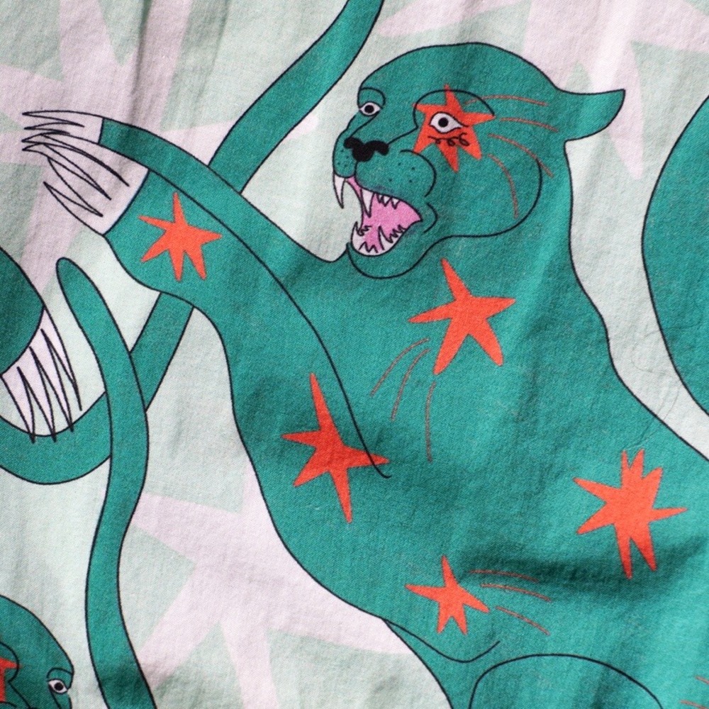 Gorman 100% Organic Cotton Panther Star Smock Dress Teal 2X XXL Designer - Picture 6 of 9